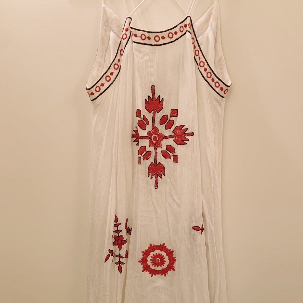 White Tunic with Red Embroidery